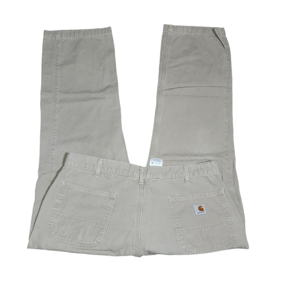 Carhartt Beige 100% Cotton Canvas Relaxed Fit Utility Cargo Pants Men's Sz 38X30 - Picture 6 of 11